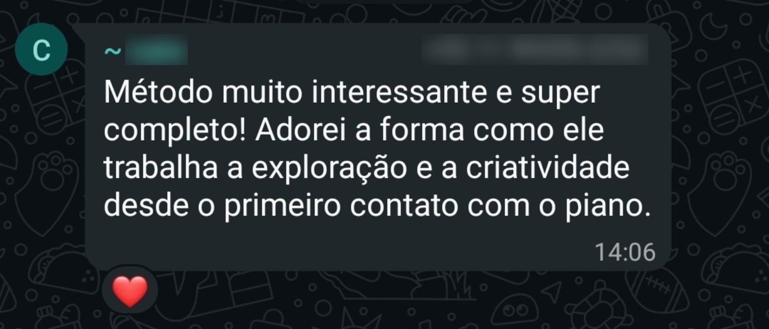 Mensagem de uma professora sobre o Piano Lúdico na Prática