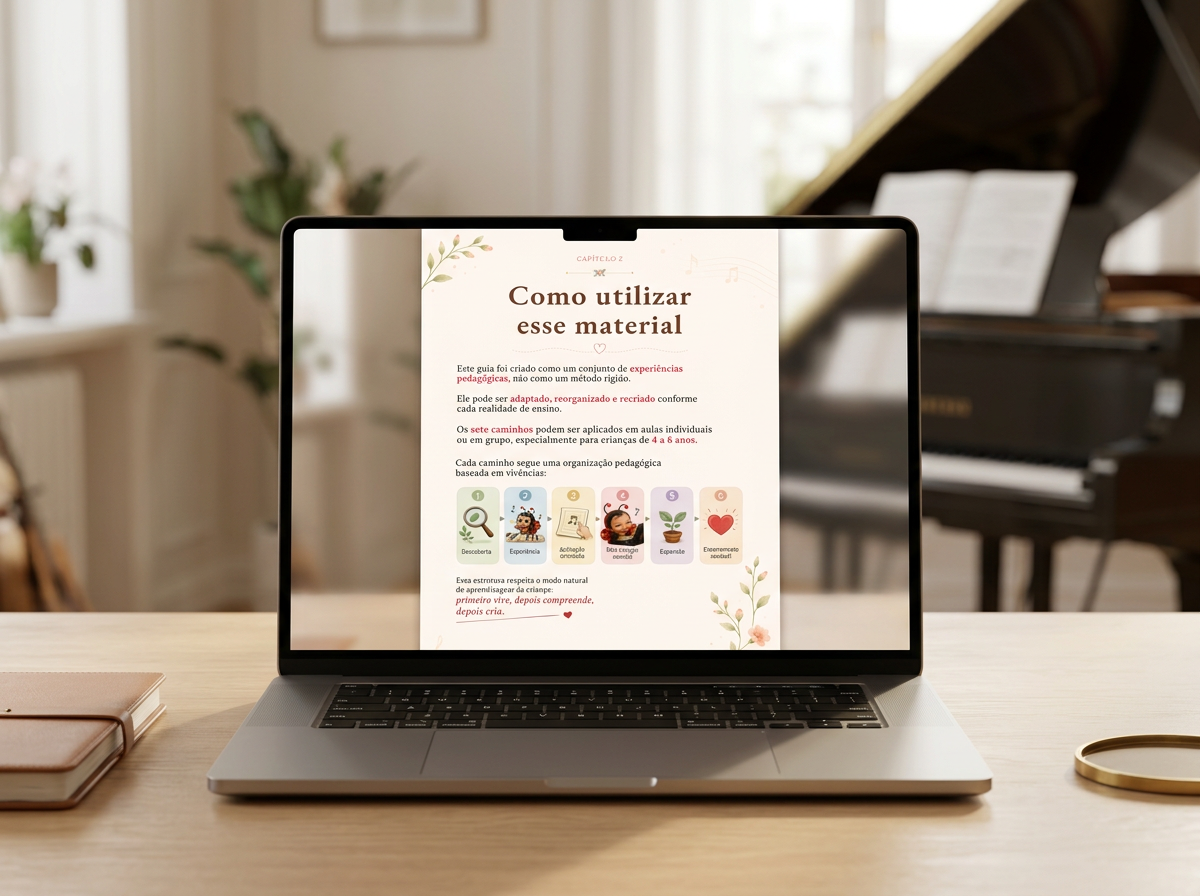E-book Piano Lúdico na Prática aberto em um notebook